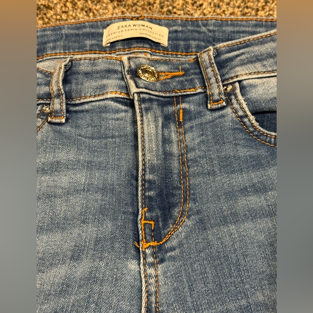 Zara Women Premium Denim: Floral Embroidered Skinny Distressed Jeans Size 4/27L - Picture 7 of 13